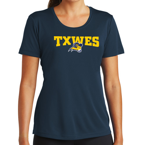  Womens Navy Performance Tee - Secondary Mark