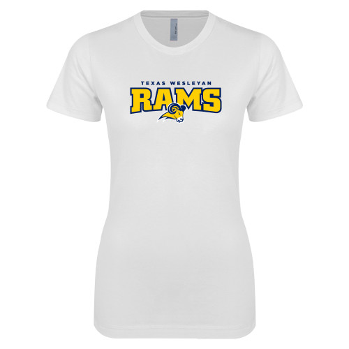  Next Level Womens White Boyfriend Tee - Primary Mark