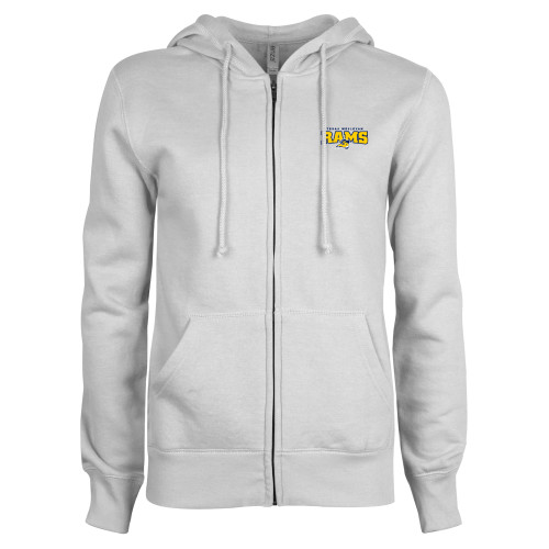  ENZA Womens White Fleece Full Zip Hoodie - Primary Mark