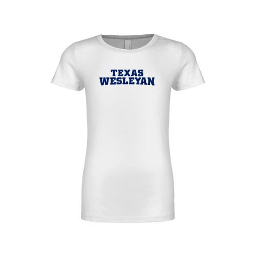  Next Level Girls White Fashion Fit T Shirt - Texas Wesleyan
