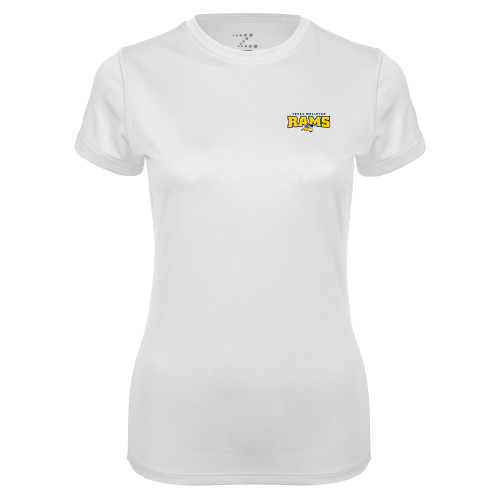  Womens White Performance Tee - Primary Mark