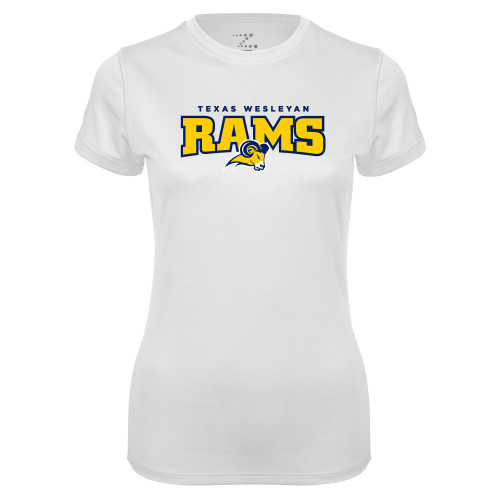  Womens White Performance Tee - Primary Mark