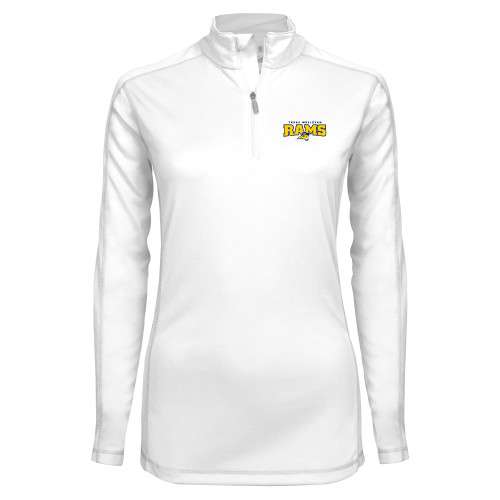  Syntrel Womens White Interlock 1/4 Zip - Primary Mark