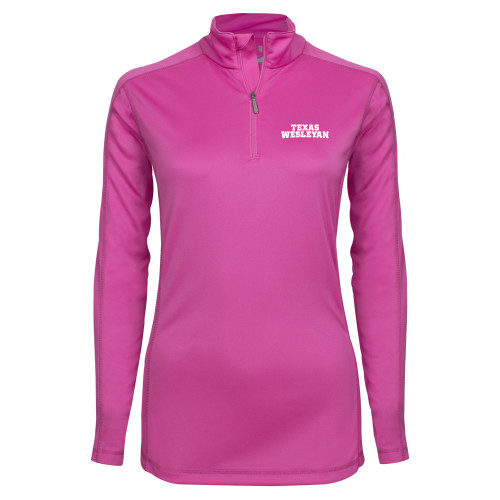  Syntrel Womens Raspberry Interlock 1/4 Zip - Texas Wesleyan
