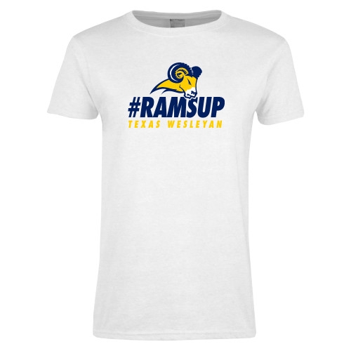  Womens White Short Sleeve Tee - #Ramsup