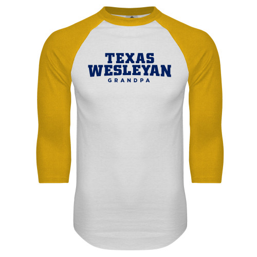  White/Gold Raglan Baseball T Shirt - Grandpa