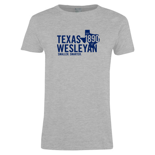  Womens Grey Short Sleeve Tee - Texas Wesleyan Est 1890