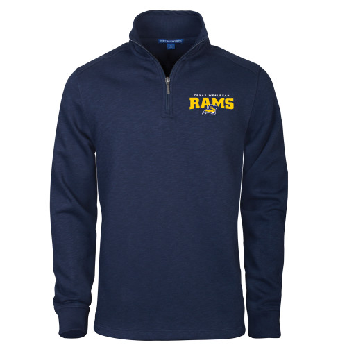  Navy Slub Fleece 1/4 Zip Pullover - Primary Mark
