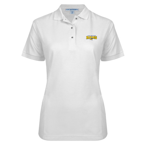  Womens Silk Touch White Pique Polo - Primary Mark