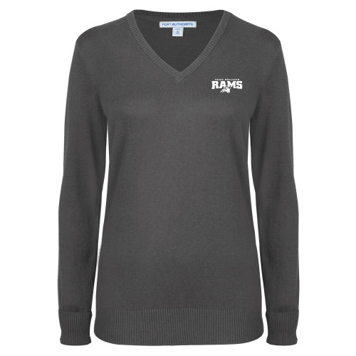  Womens Charcoal Heather VNeck Sweater - Primary Mark