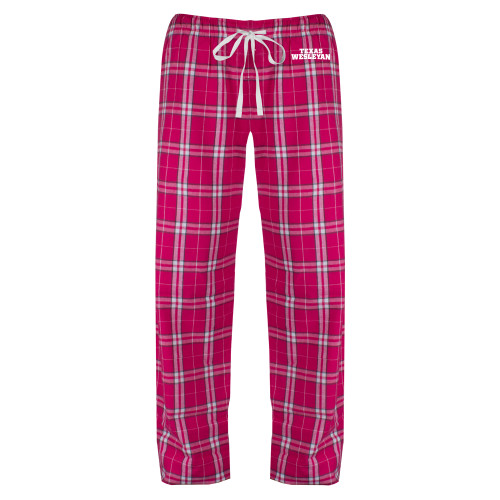  Womens Dark Fuchsia/White Flannel Pajama Pant - Texas Wesleyan