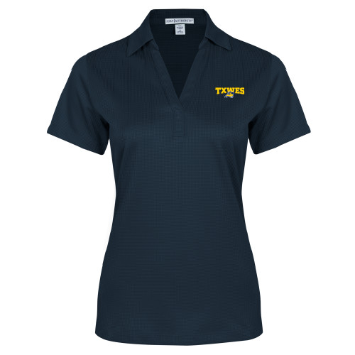 Womens Navy Performance Fine Jacquard Polo - Secondary Mark
