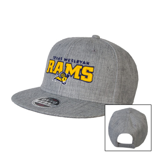 Heather Grey Wool Blend Flat Bill Snapback Hat - Primary Mark