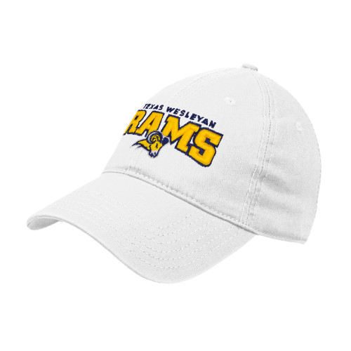  White Unstructured Adjustable Low Profile Hat - Primary Mark