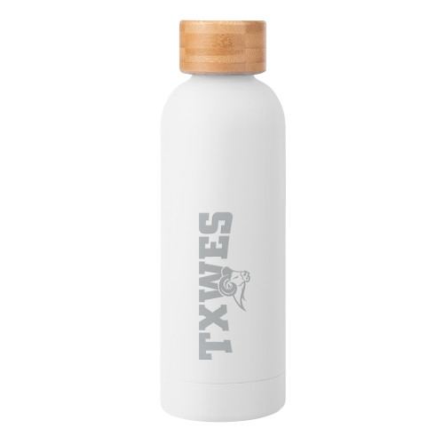 Texas Wesleyan Blair White Stainless Steel Bottle w/ Bamboo Lid 17 oz