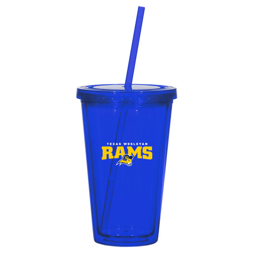  Madison Double Wall Blue Tumbler w/Straw 16oz - Primary Mark