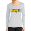 Thumbnail image for  Womens White Performance Long Sleeve V Neck Shirt