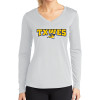 Thumbnail image for  Womens White Performance Long Sleeve V Neck Shirt