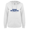 Thumbnail image for  ENZA Womens White V Notch Raw Edge Fleece Hoodie