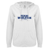 Thumbnail image for  ENZA Womens White V Notch Raw Edge Fleece Hoodie