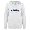 Thumbnail image for  ENZA Womens White V Notch Raw Edge Fleece Hoodie