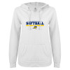 Thumbnail image for  ENZA Womens White V Notch Raw Edge Fleece Hoodie