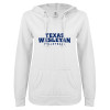 Thumbnail image for  ENZA Womens White V Notch Raw Edge Fleece Hoodie