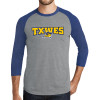Thumbnail image for  Grey/Royal Heather Triblend Baseball Raglan Tee