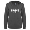 Thumbnail image for  ENZA Womens Dark Heather V Notch Raw Edge Fleece Hoodie