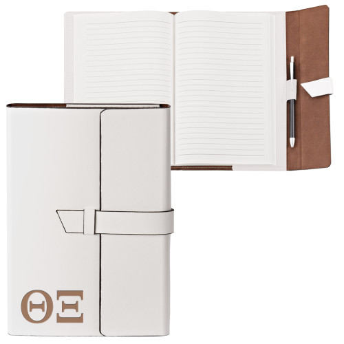 Fabrizio Junior White Portfolio w/Loop Closure-Greek Letters - One Color Engraved