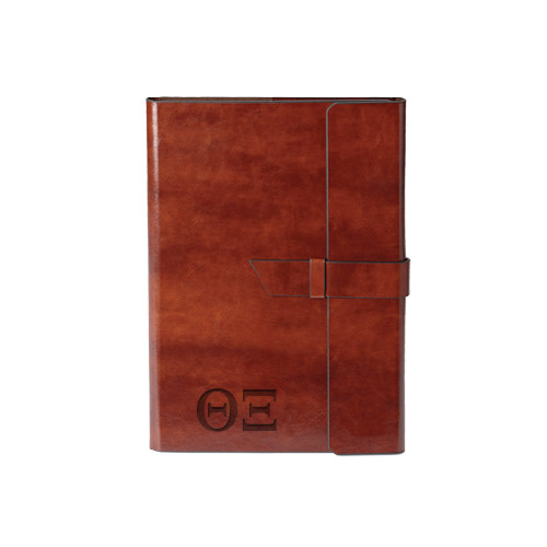 Fabrizio Junior Brown Portfolio w/Loop Closure-Greek Letters - One Color Engraved
