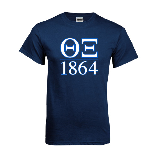 Navy T Shirt-Greek Letters 1864 Stacked