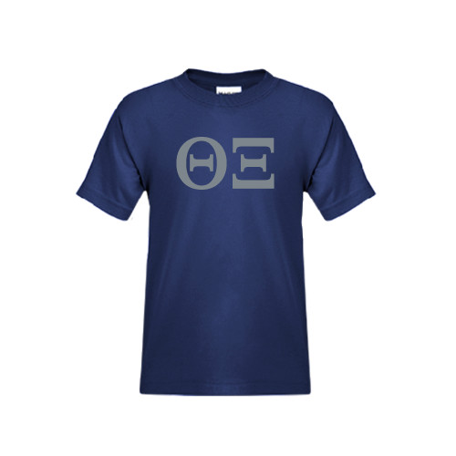 Youth Navy T Shirt-Greek Letters - One Color
