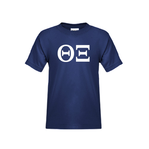 Youth Navy T Shirt-Greek Letters - One Color