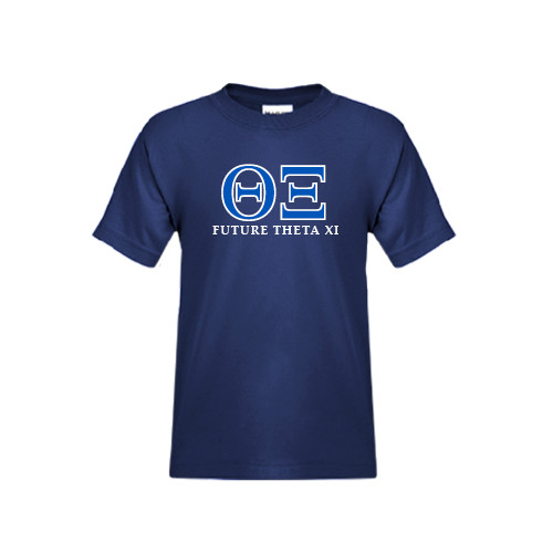 Youth Navy T Shirt-Greek Letters - Future Theta Xi