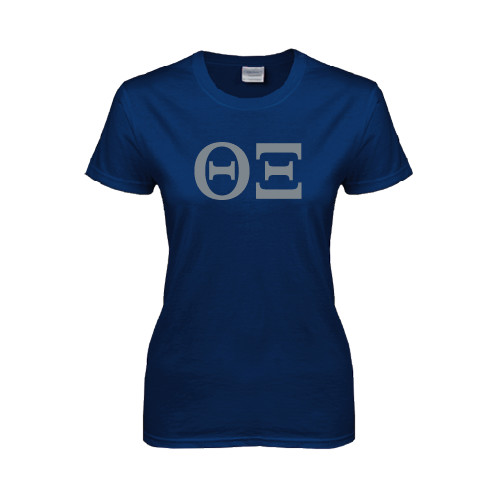 Womens Short Sleeve Navy Tee-Greek Letters - One Color
