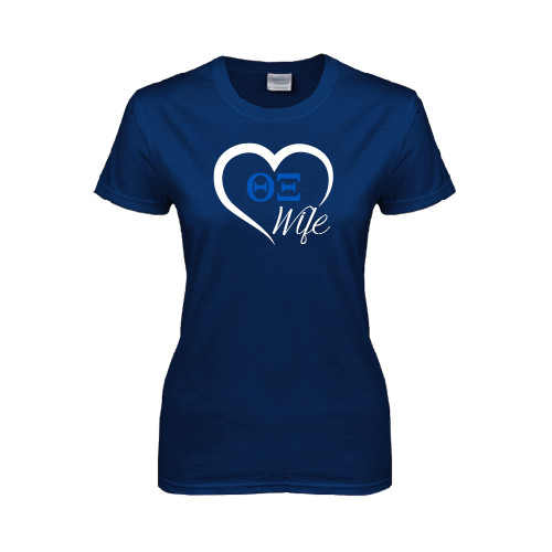 Womens Short Sleeve Navy Tee-Wife Heart