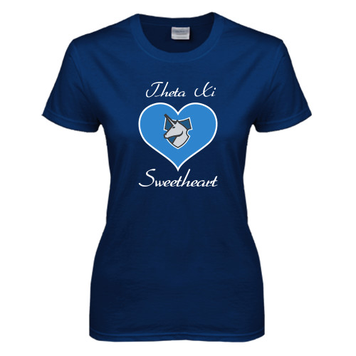 Womens Short Sleeve Navy Tee-Sweetheart Heart
