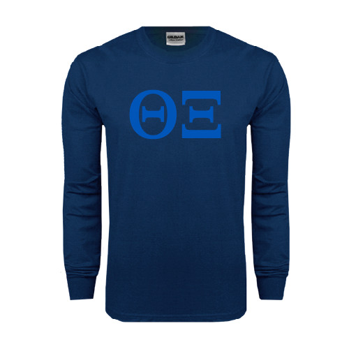 Navy Long Sleeve T-Shirt-Greek Letters - One Color