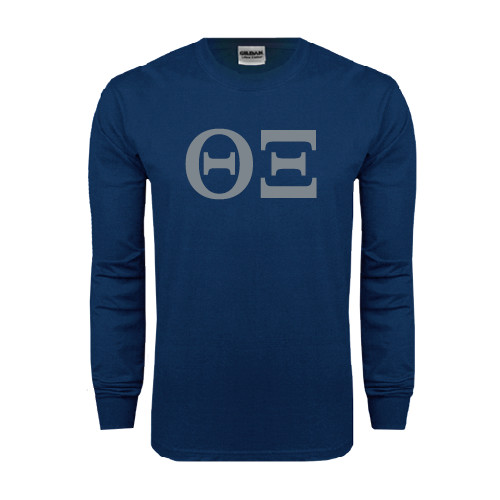 Navy Long Sleeve T-Shirt-Greek Letters - One Color