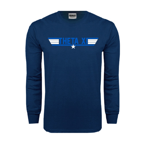 Navy Long Sleeve T-Shirt-Theta Xi - Top Gun