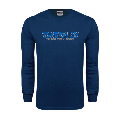 Navy Long Sleeve T-Shirt-Theta Xi - Polygon w Motto