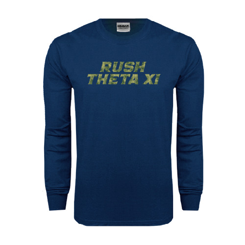 Navy Long Sleeve T-Shirt-Rush Camo Halftone