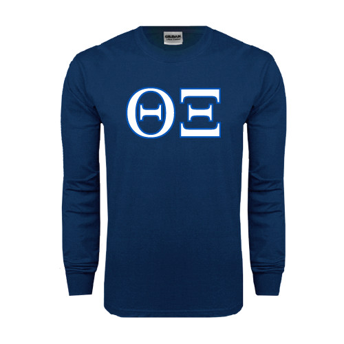 Navy Long Sleeve T-Shirt-Greek Letters - One Color