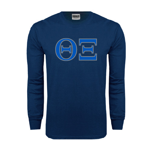 Navy Long Sleeve T-Shirt-Greek Letters - One Color