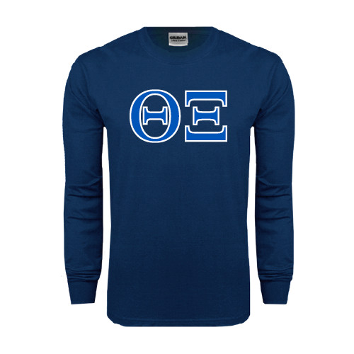 Navy Long Sleeve T-Shirt-Greek Letters - One Color
