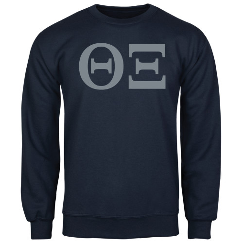 Navy Fleece Crew-Greek Letters - One Color
