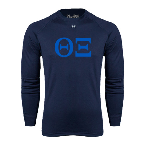 Under Armour Navy Long Sleeve Tech Tee-Greek Letters - One Color