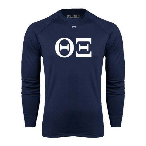 Under Armour Navy Long Sleeve Tech Tee-Greek Letters - One Color