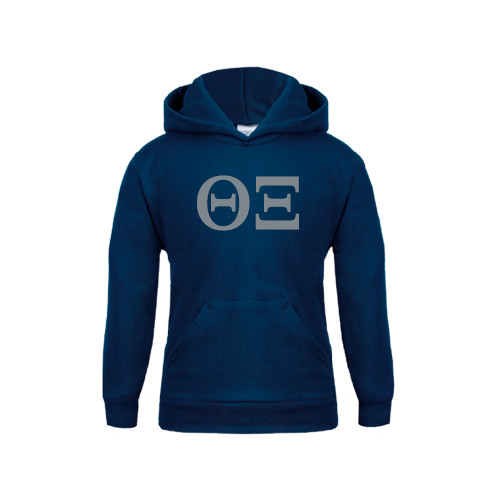 Youth Navy Fleece Hoodie-Greek Letters - One Color